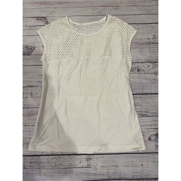 Lorna Jane Raya Excel mesh tshirt size medium white EUC - Picture 2 of 5